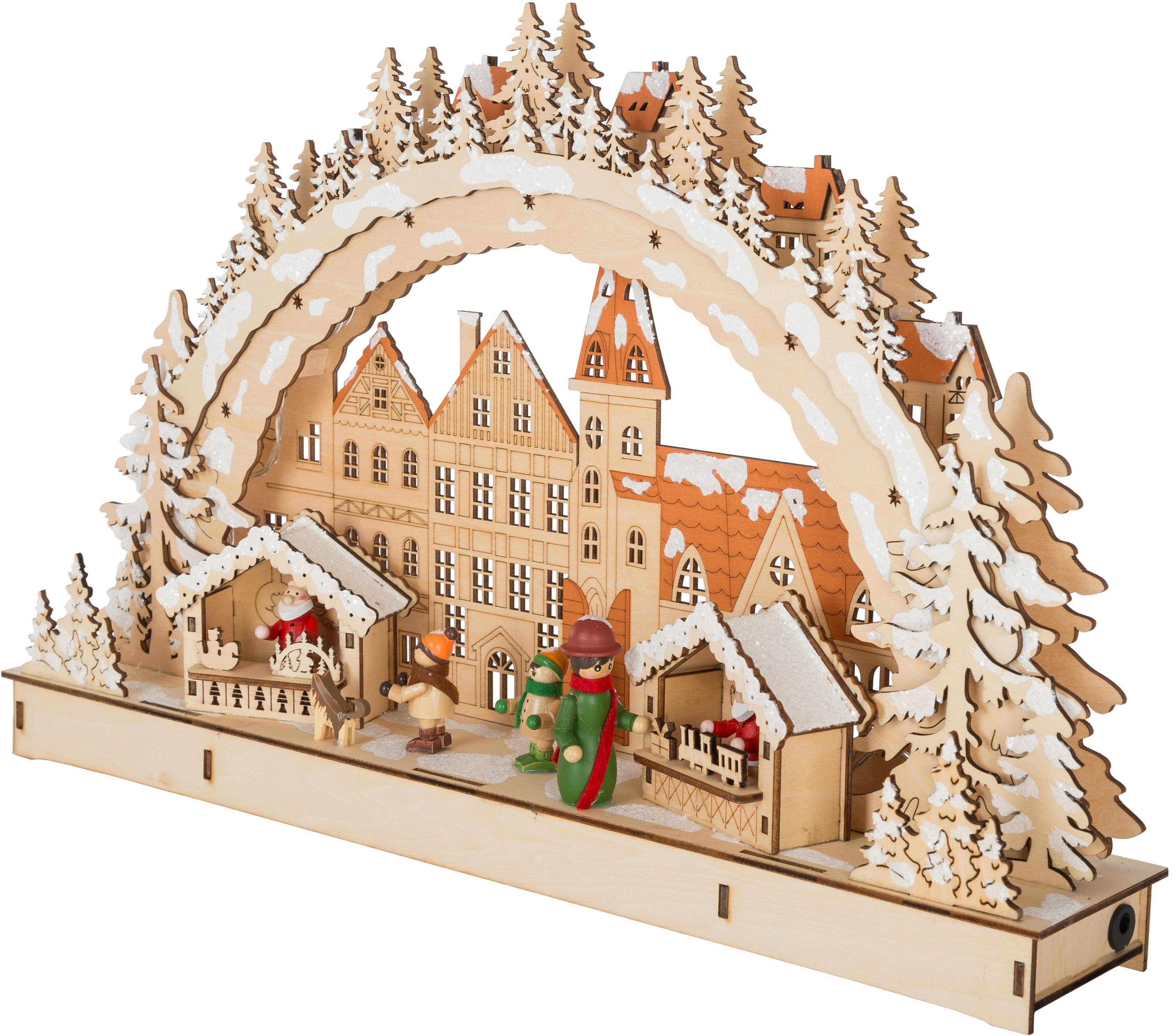 Myflair Möbel & Accessoires Holz, ca. 28 aus mit cm Weihnachtsdeko Beleuchtung, (1-tlg), LED LED Schwibbogen Höhe