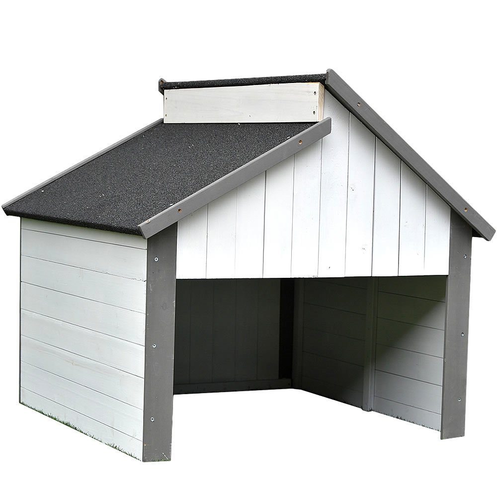 Mucola Mähroboter-Garage Rasenroboter Garagendach Carport Holzgarage Sonnenschutzdach, BxTxH: 85x85x82.5 cm, für Mähroboter, (Stück, 1-St., Mini-Garage), Großzügige Türöffnung weiß