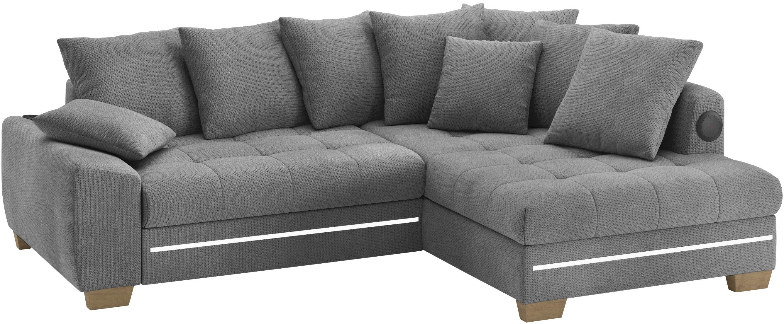 Mr. Couch Ecksofa Nikita II, L-Form, RGB-LED, Bluetooth-Soundsystem, wahlweise mit Bett, Bettkasten