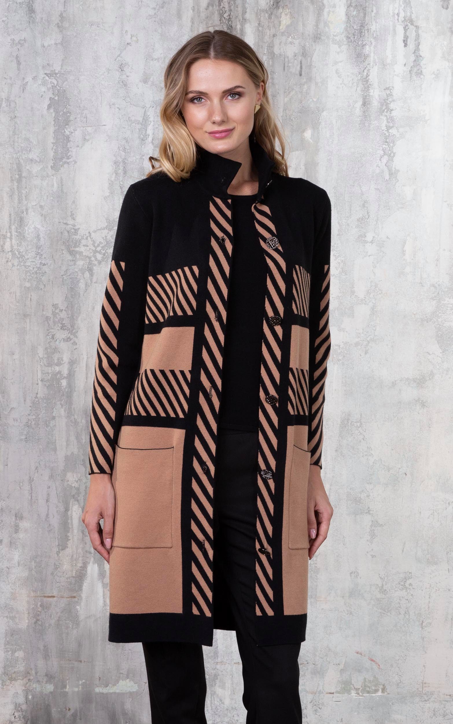 Passioni Cardigan mit Stehkragen und Streifenmuster günstig online kaufen