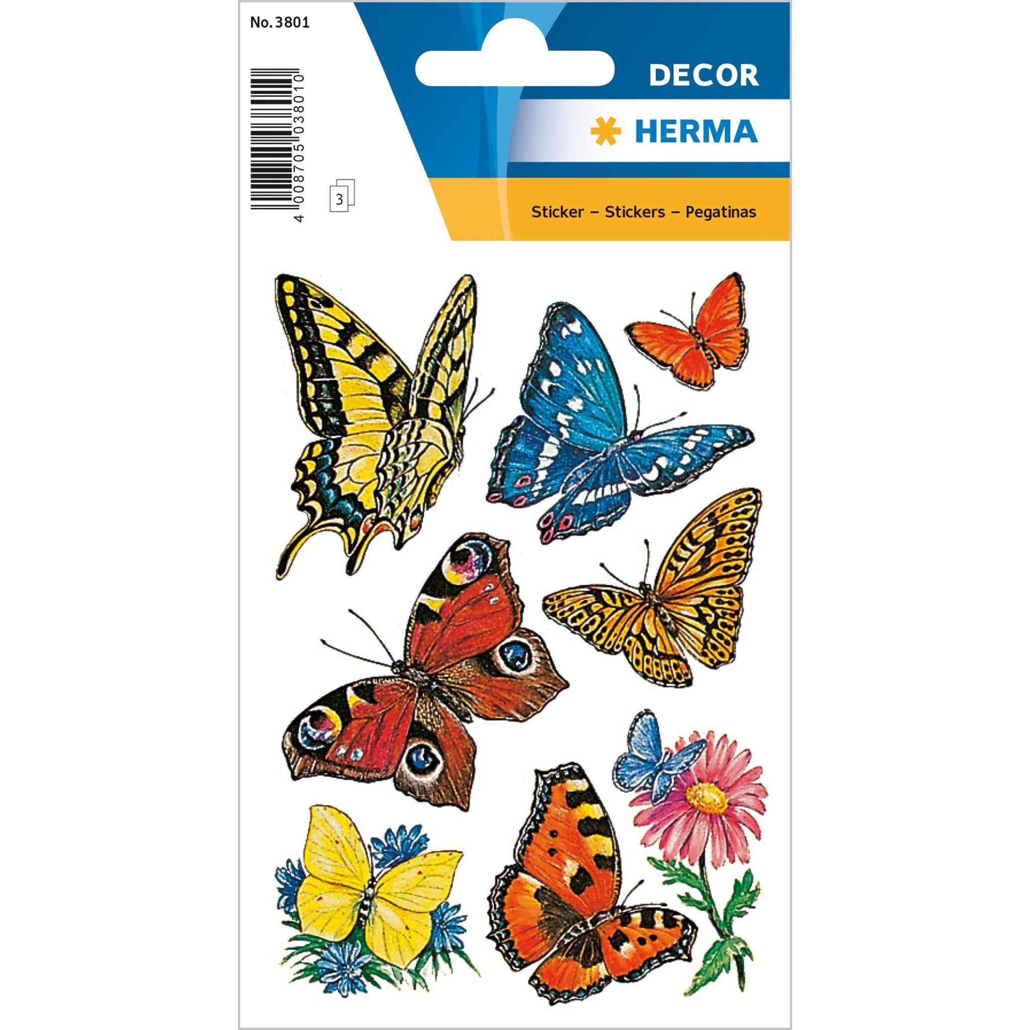 HERMA Sticker Herma Sticker DECOR Tiere Schmetterlinge 3 Bl