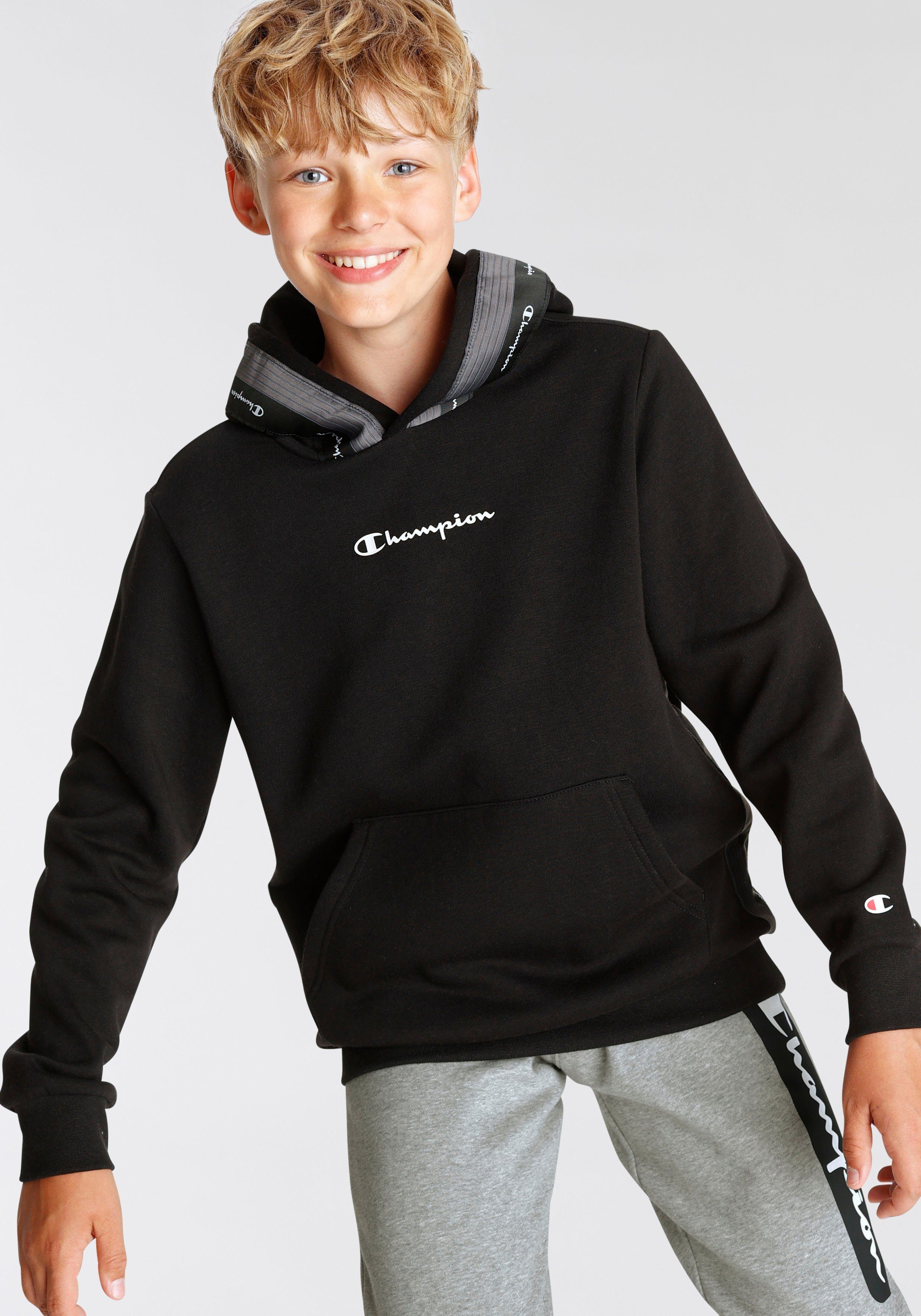 Hooded Sweatshirt Kinder Champion Tape schwarz Kapuzensweatshirt - für