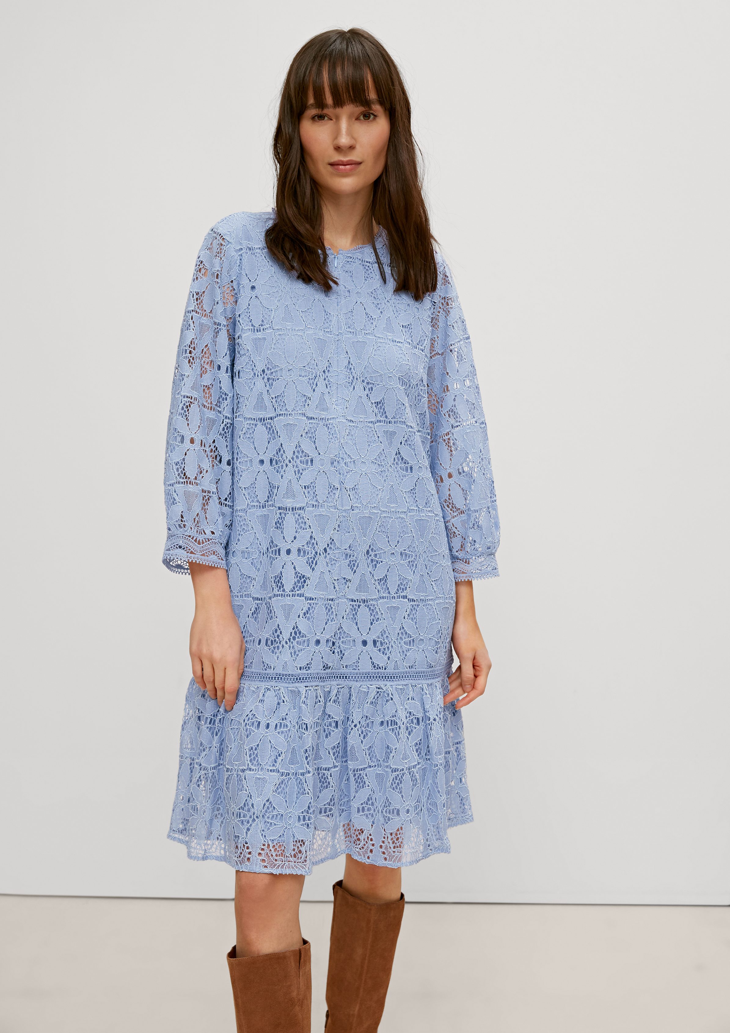 filigraner Comma aus Spitze Kleid blue sky Minikleid Kurzes