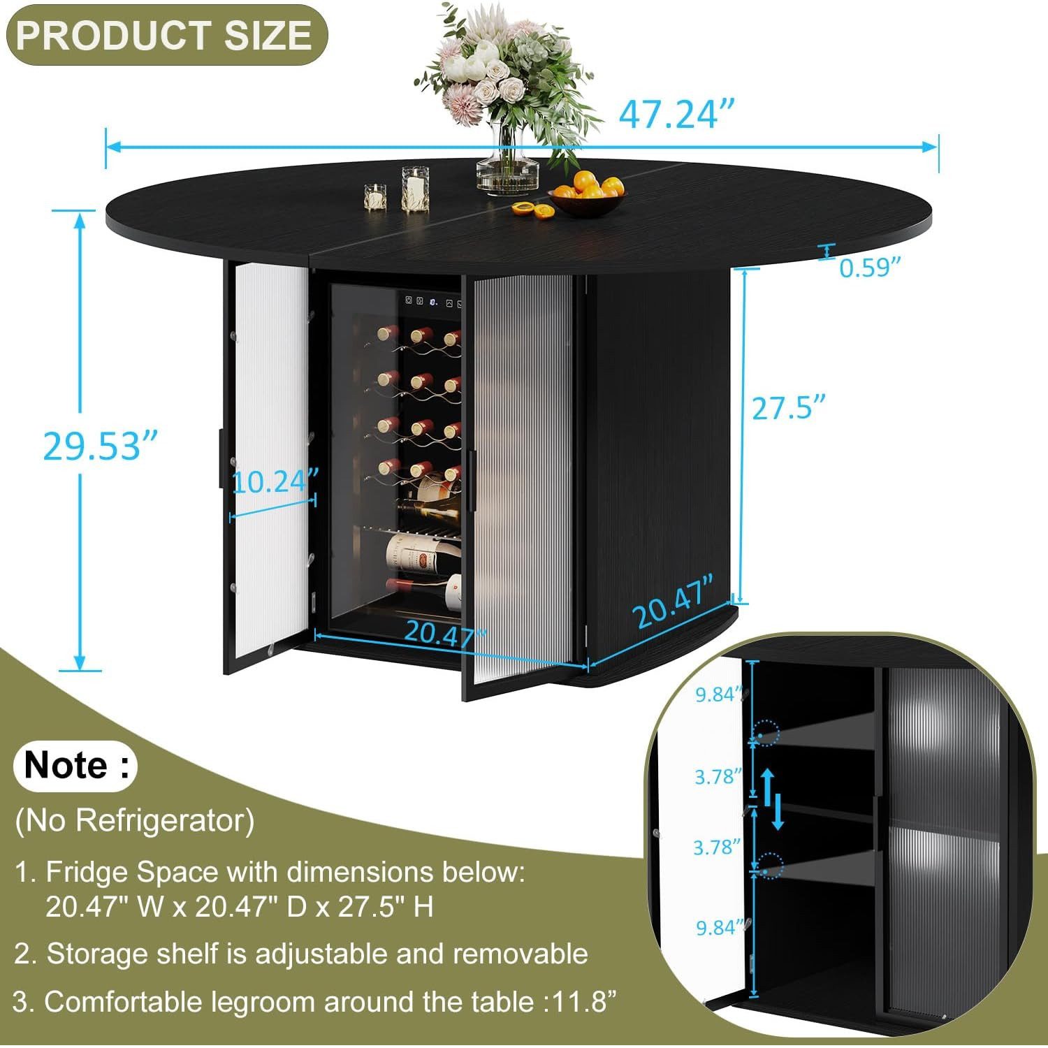 mukuhi Esstisch ESSTISCH Rund 120 cm mit Stauraum Moderner Esszimmertisch, Ø120 cm – Bild 5 von 5