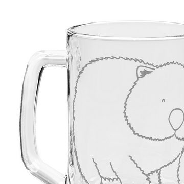 Mr. & Mrs. Panda Bierkrug Wombat - Transparent - Geschenk, Bierkrug, Vatertag, Bierkrug Glas, l, Premium Glas, Hochwertige Gravur