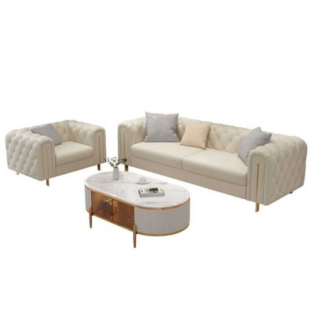 Made Europa in Couchen, JVmoebel Klassiker Teile, Sofas Couch Weiß 1 Design Leder Chesterfield 3 3-Sitzer Sitzer