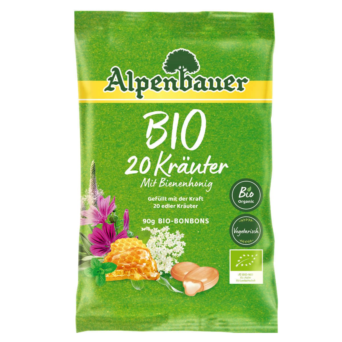 Alpenbauer Süßigkeit, Alpenbauer Bio 20 Kräuter Bonbons mit leckerem Honiggeschmack 90g