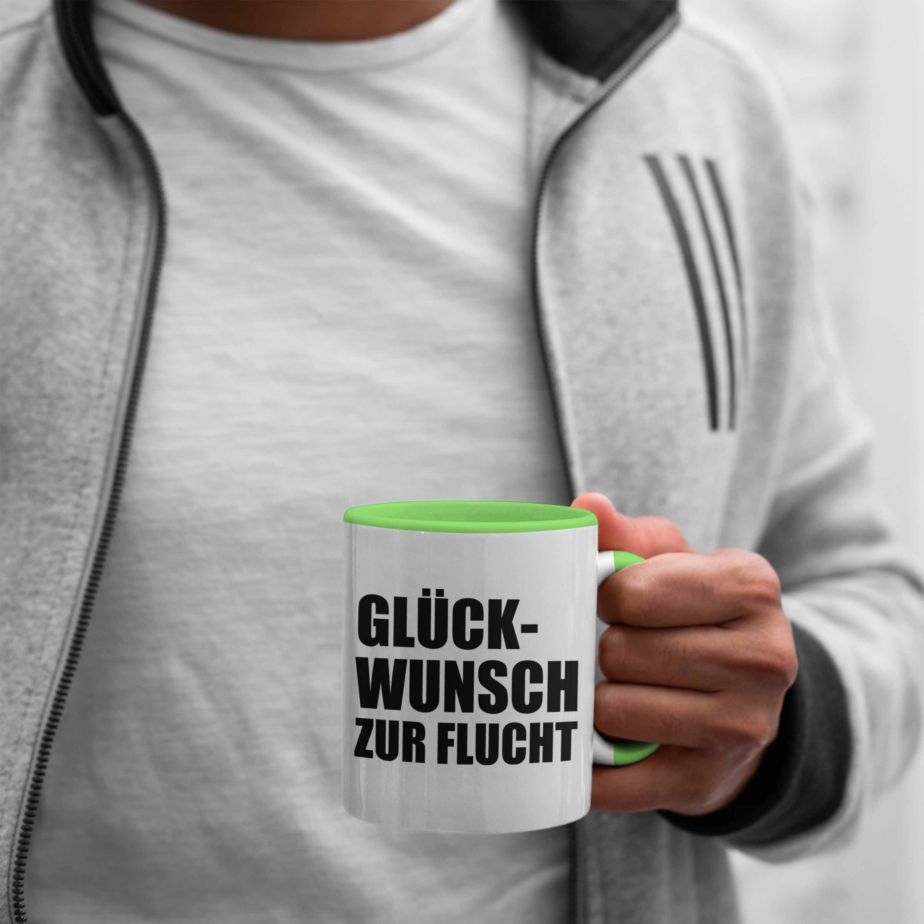 Lustig Kollege Jobwechsel Trendation Tasse Zur - Trendation Abschiedsgeschenk Sprüche Kaffeetasse Glückwunsch Geschenk Flucht Kollegin Grün Tasse