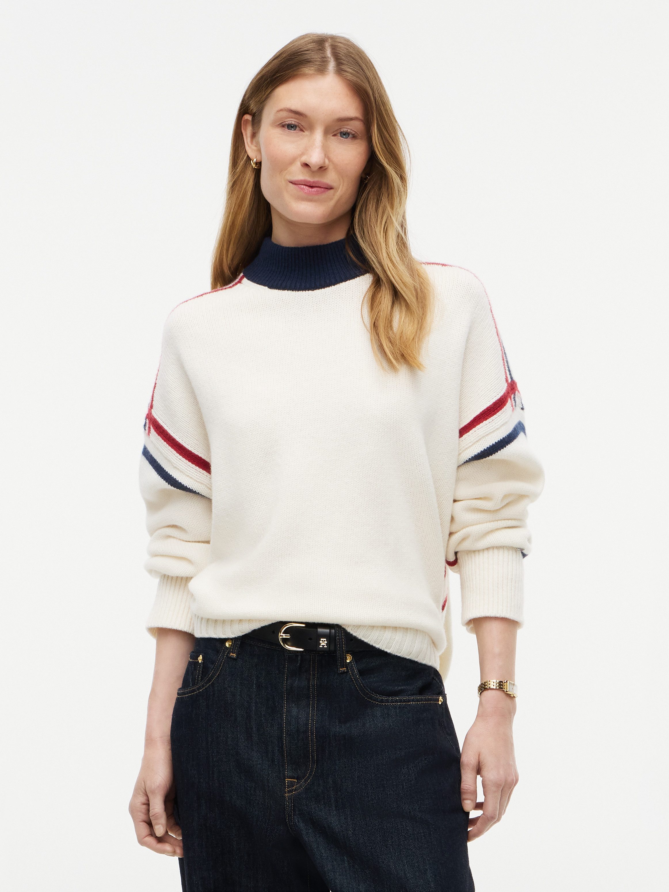 Tommy Hilfiger Strickpullover RWB MK-NK RLX FIT SWT aus Wolle, relaxed fit