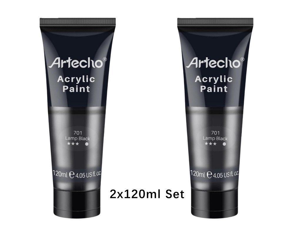 Artecho Acrylfarbe 2 x 120ml – Weiß, Schwarz, Golden, Silber & mehr Farben verfügbar