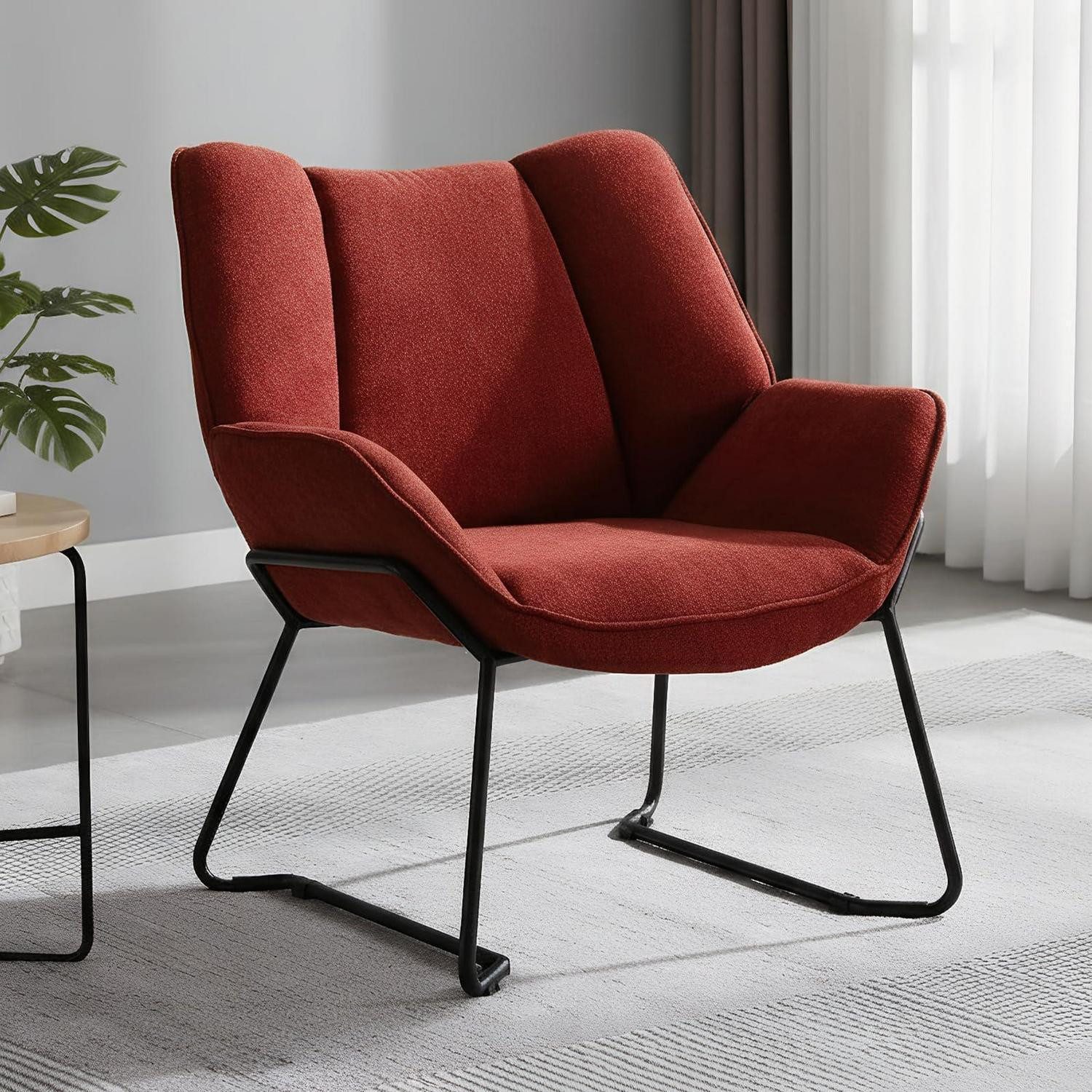 LuxusKollektion Loungesessel Loungesessel Relaxsessel Wohnzimmer Balkon Chenille Dunkel Rot