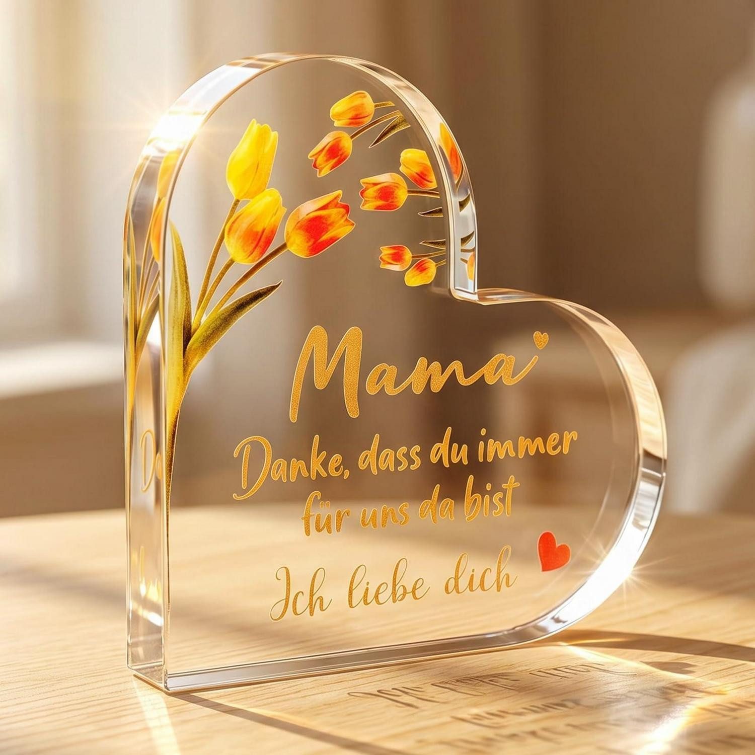 LuxusKollektion Acrylglasbild Herz Acryl Mama-Geschenk 10cm, (1 St)