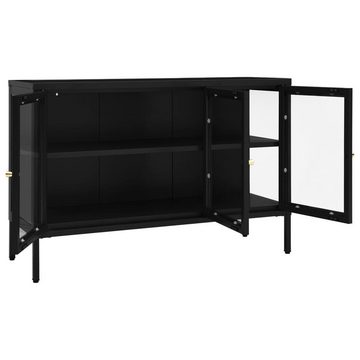 tinkaro Sideboard OLIS Stahl und Glas Kommode Schwarz