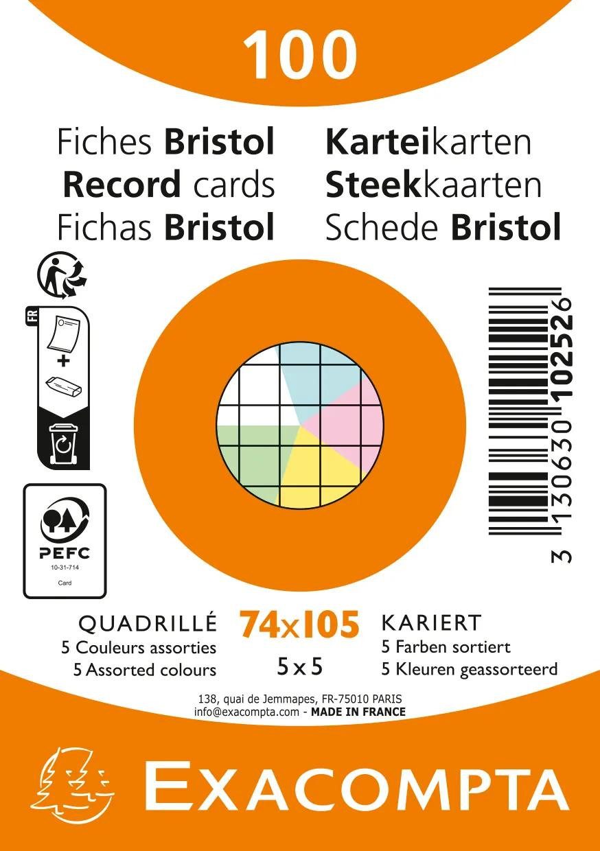 EXACOMPTA Karteikarten 40x Karteikarten A7 100 Stück, kariert, nicht gelocht sortiert 10252E, Karteikarten