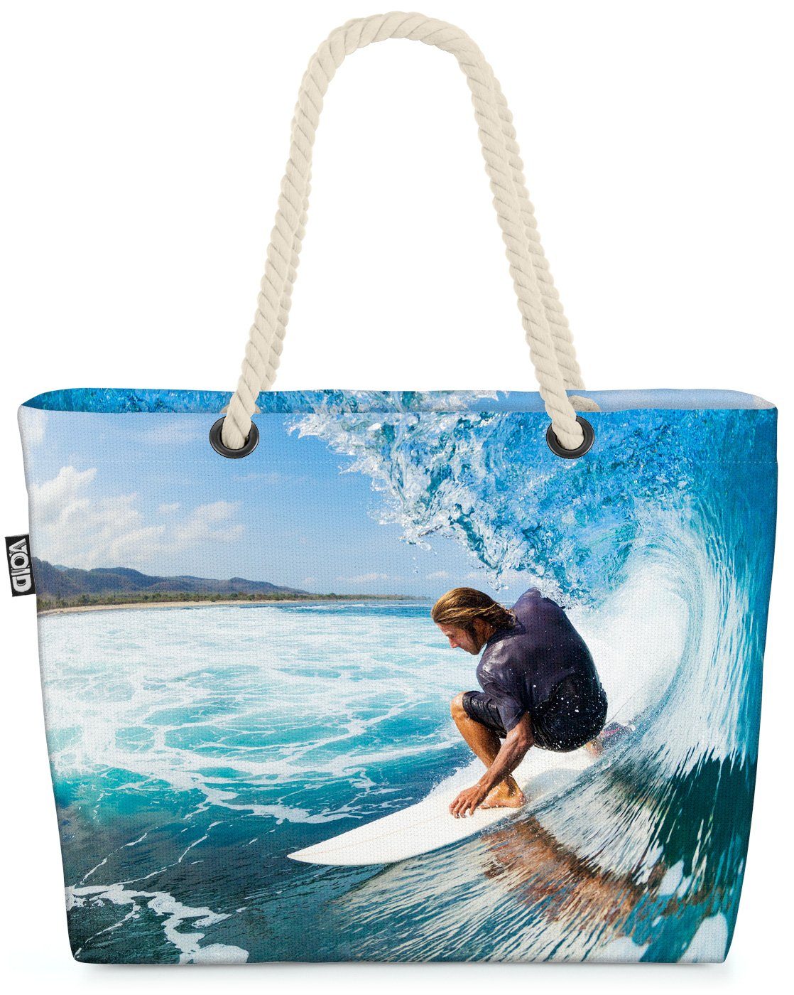 Karibik Board Ozean Beach Bag Insel Wellenreiten Surfen Urlaub Brett Strandtasche Reise VOID (1-tlg),