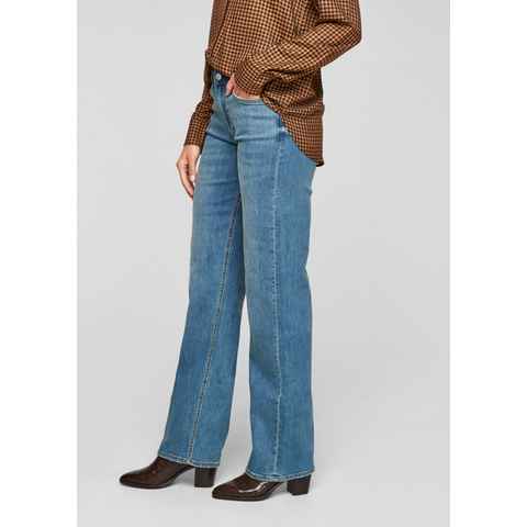 s.Oliver 5-Pocket-Jeans Regular: Straight leg-Jeans Leder-Patch, Waschung
