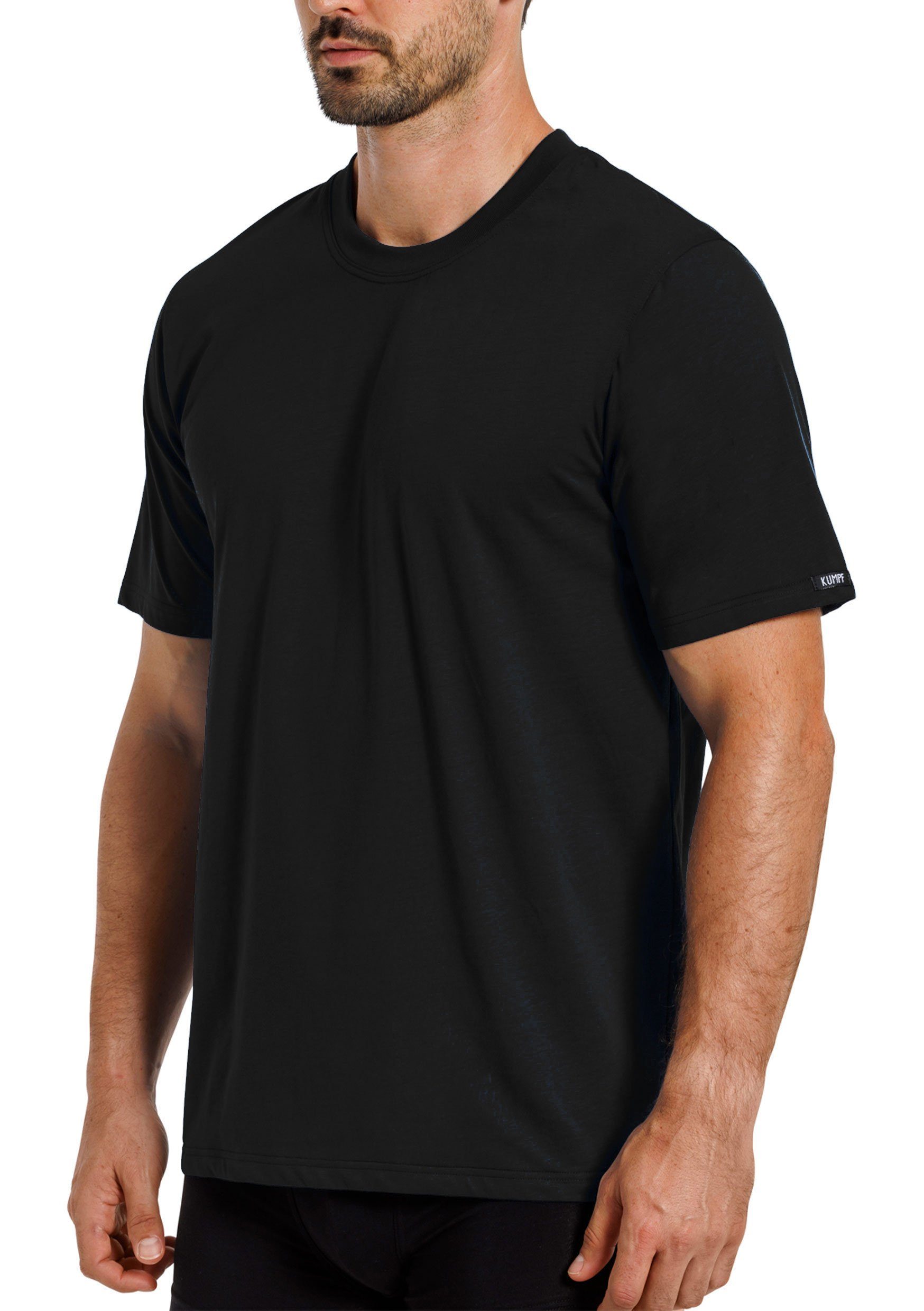 KUMPF Markenqualität Bio Sparpack Cotton hohe (Spar-Set, schwarz poseidon T-Shirt 4er 4-St) Unterziehshirt Herren