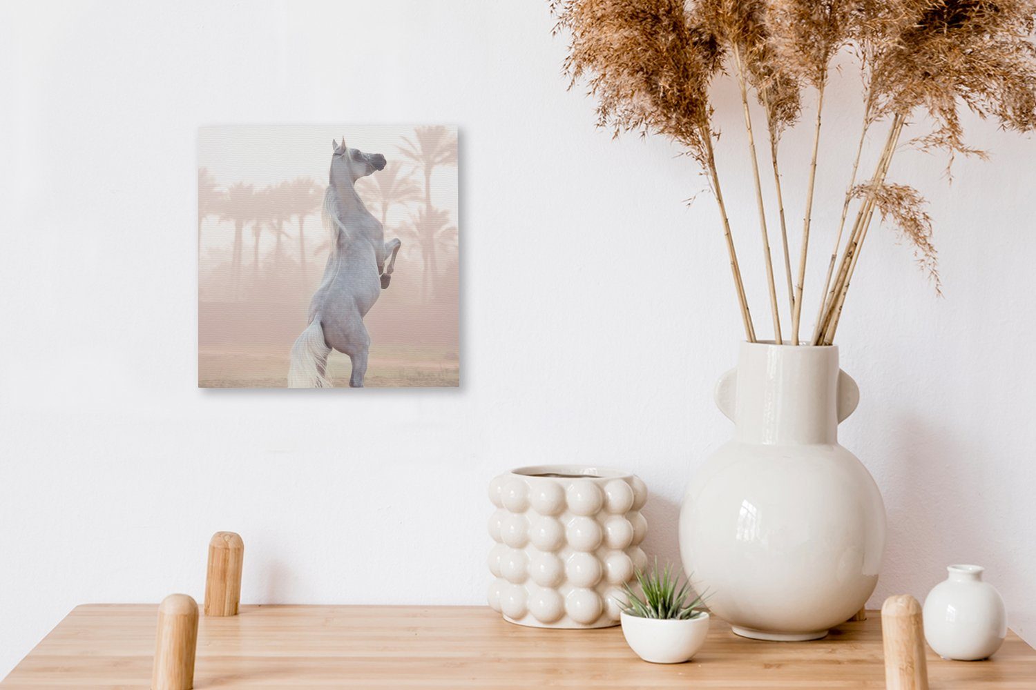 OneMillionCanvasses® Leinwandbild Pferd - (1 Sand Wohnzimmer St), Palme, Bilder Leinwand für Schlafzimmer 