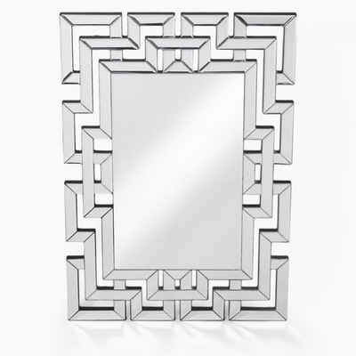 Online-Fuchs Wandspiegel modern verschnörkelt für Flur, Garderobe, Badezimmer (Schwarzer Rahmen mit Spiegelaufsatz), - Eckig, quadratisch