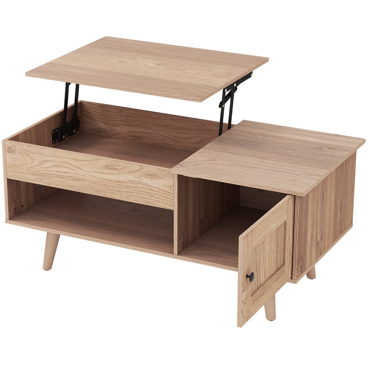 COSTWAY Couchtisch, Holz, höhenverstellbar, mit Stauraum günstig online kaufen