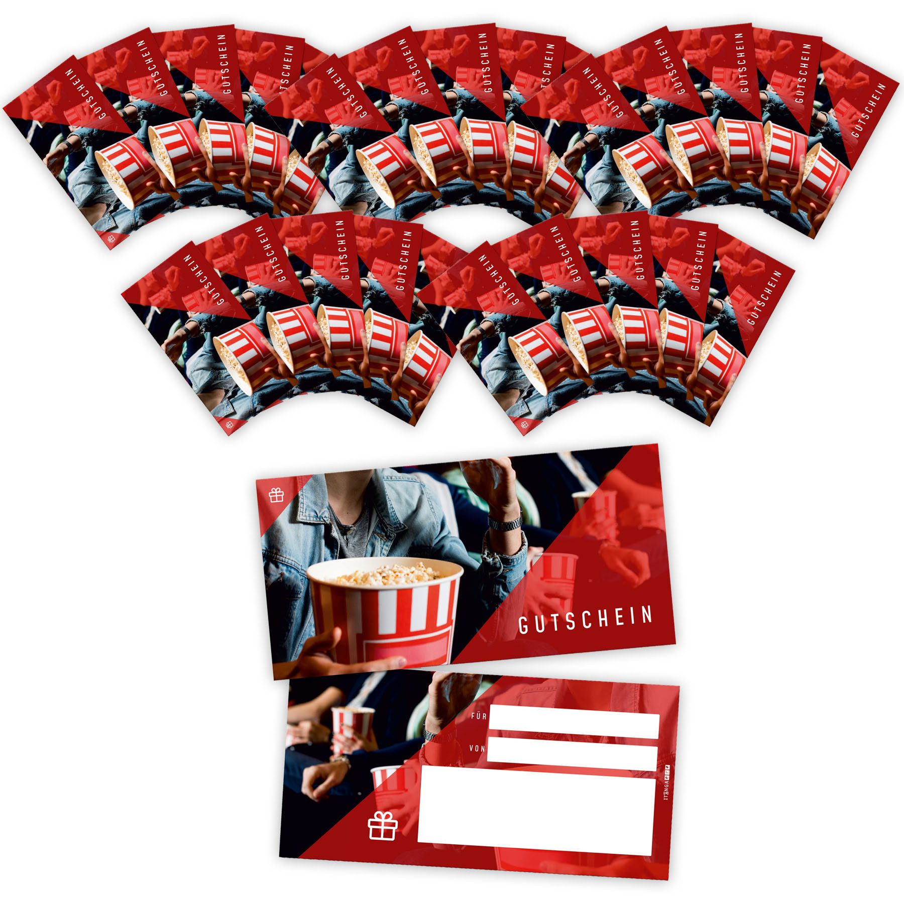 Geschenkkarte itenga 25x Geschenkgutschein Kino Filmabend (Motiv 25) Postkarte zum A