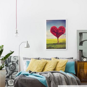 Sinus Art Poster Fotocollage 60x90cm Poster Herzförmiger roter Baum auf einer sonnigen Wiese