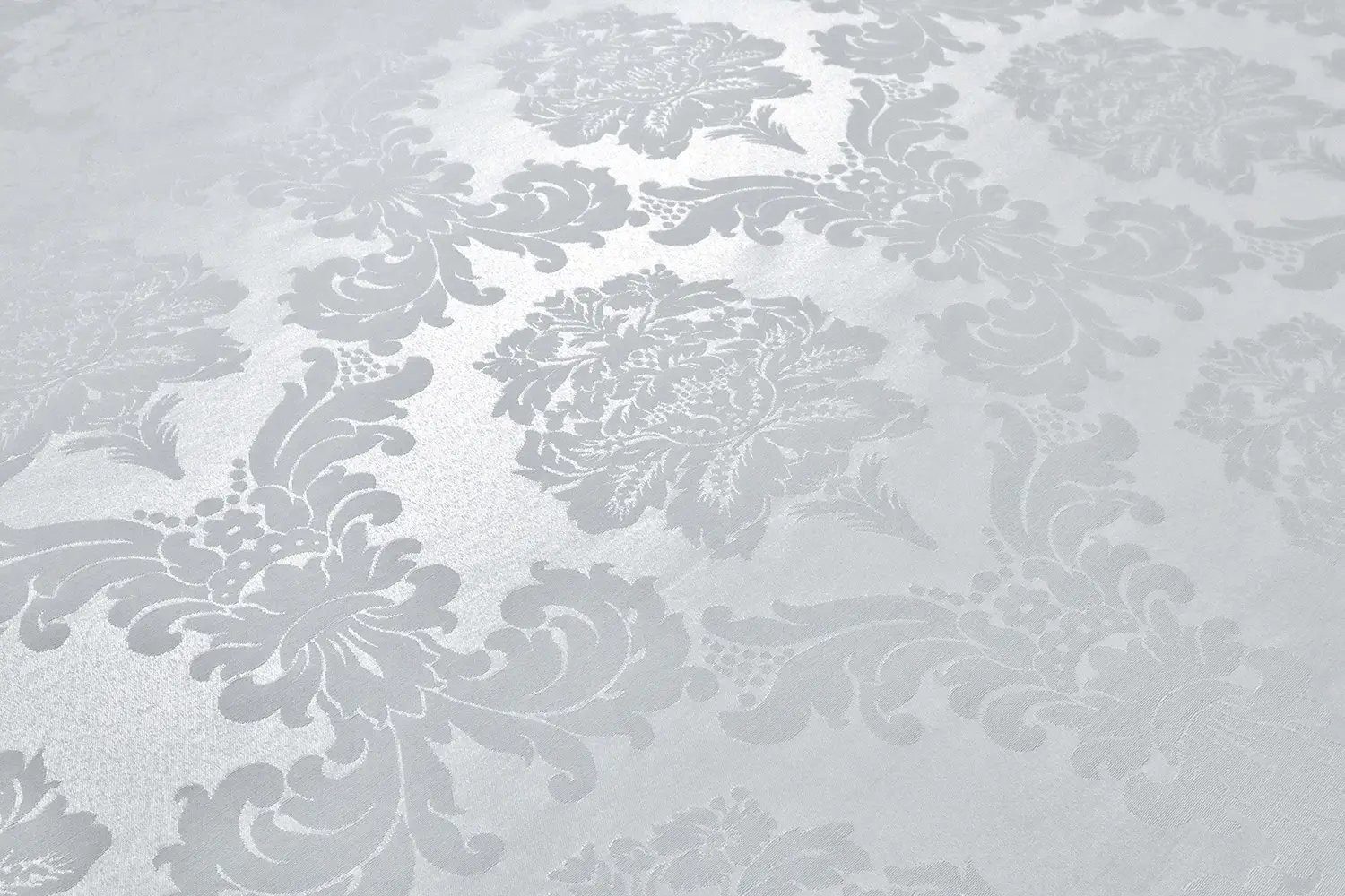 Stofferia Stoff Dekostoff Satin Jacquard Damasco Weiß, Meterware
