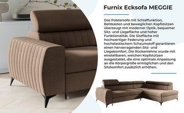 Furnix Sofa Ecksofa MEGGIE Polstercouch mit Schlaffunktion Bettkasten Auswahl, Maße: B270 x H95 x T200 cm, Liegefläche: 130 x 204 cm