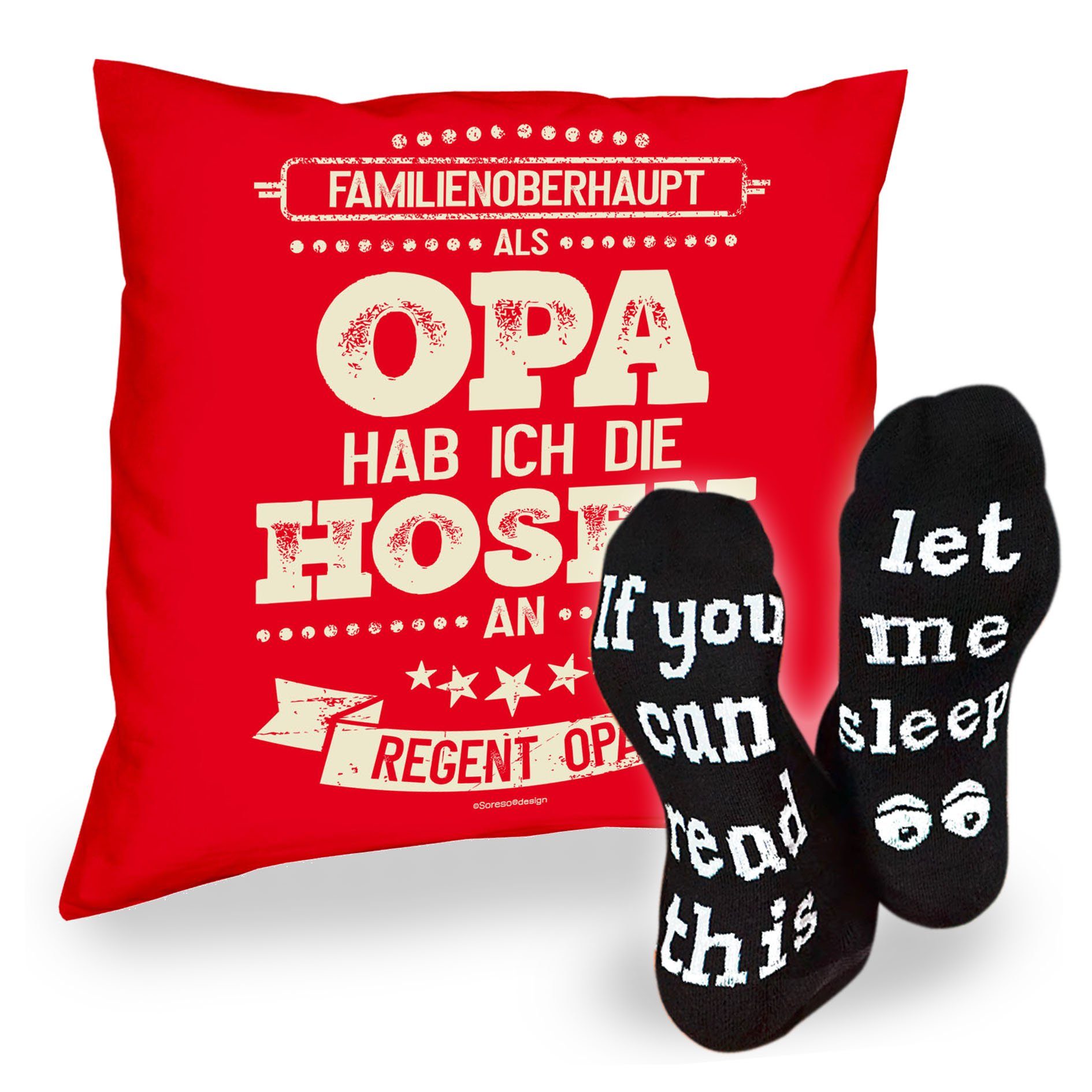 Geburtstagsgeschenk Als rot Hosen Socken an hab Soreso® die Opa & Sleep, ich Dekokissen Kissen Geschenk Sprüche