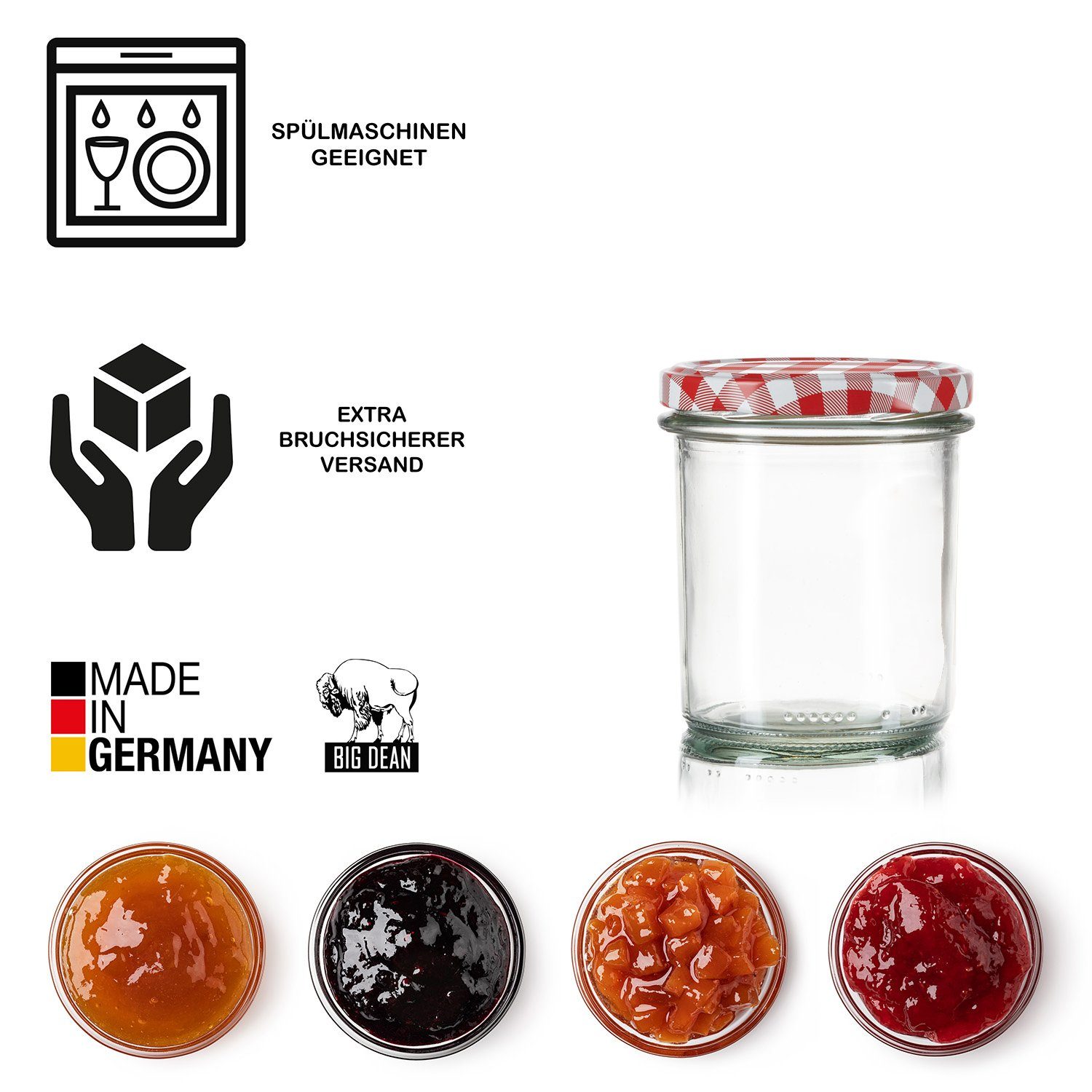 TO 363ml 12x BigDean Einkochgläser Made Germany, Sturzgläser Glas, 82 Einmachglas in (12-tlg)