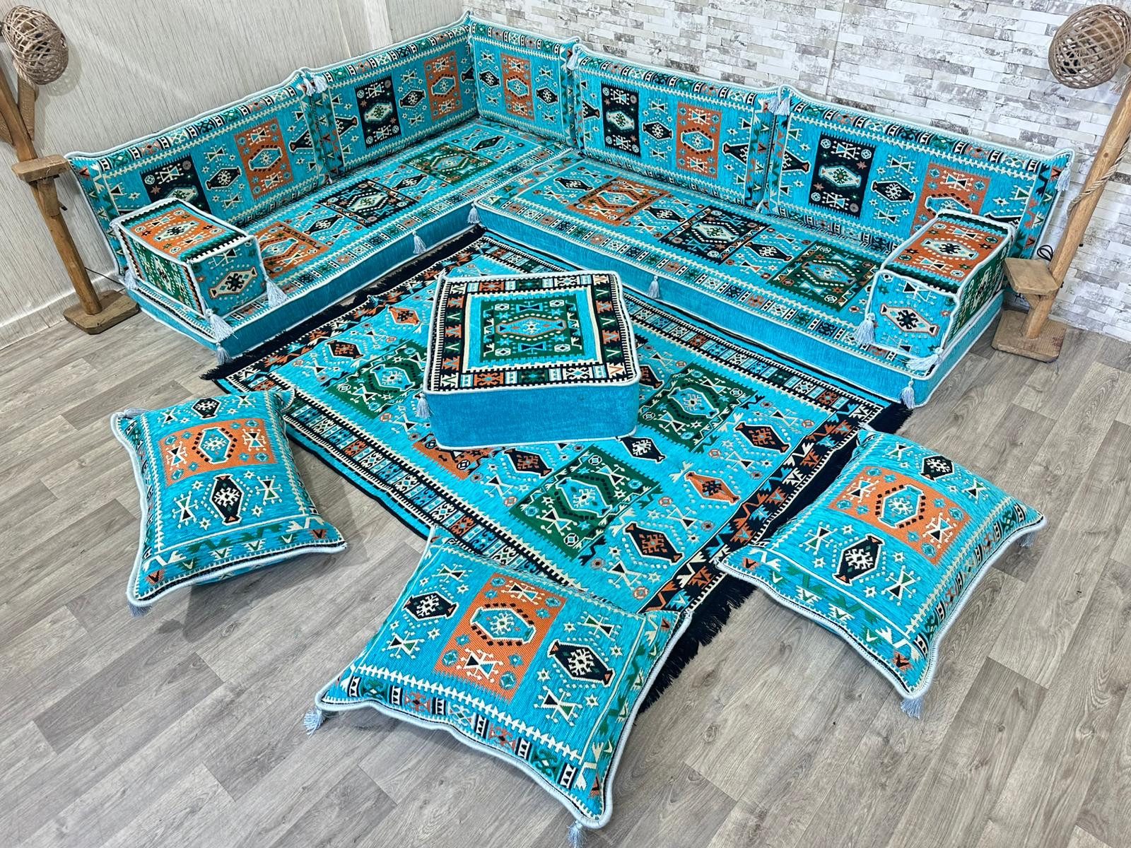 CaddeBuy Sofa Orientalische Sitzecke, Majlis Sofa, Sitzkissen, Sark Kösesi, 14 Teile