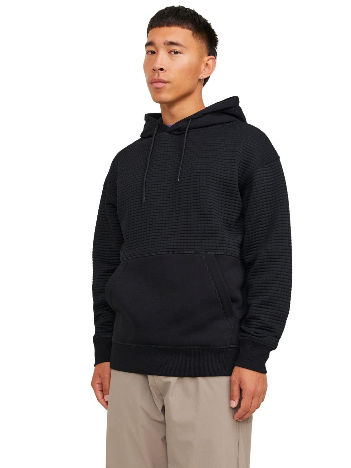 Jack & Jones Hoodie JCOBLACK STRUCTURE mit Stretch Black NO BADGE 12245407