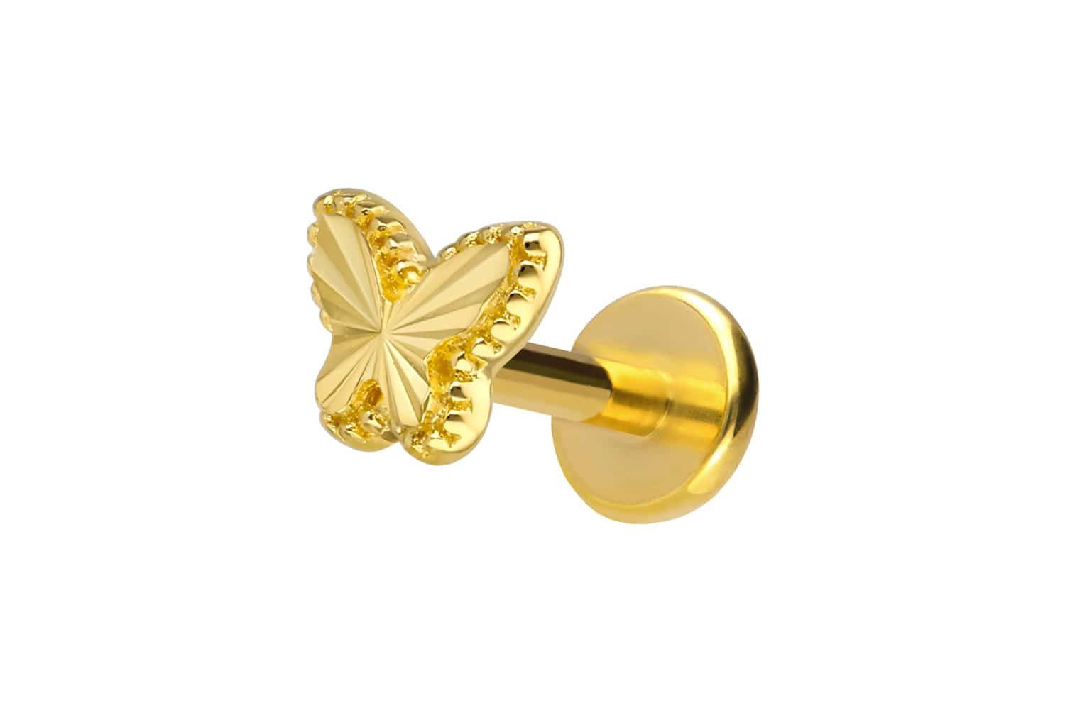 PIERCINGLINE Piercing-Set Titan Labret mit Innengewinde + 925er Silber Aufsatz SCHMETTERLING (Labrets, 1-tlg)