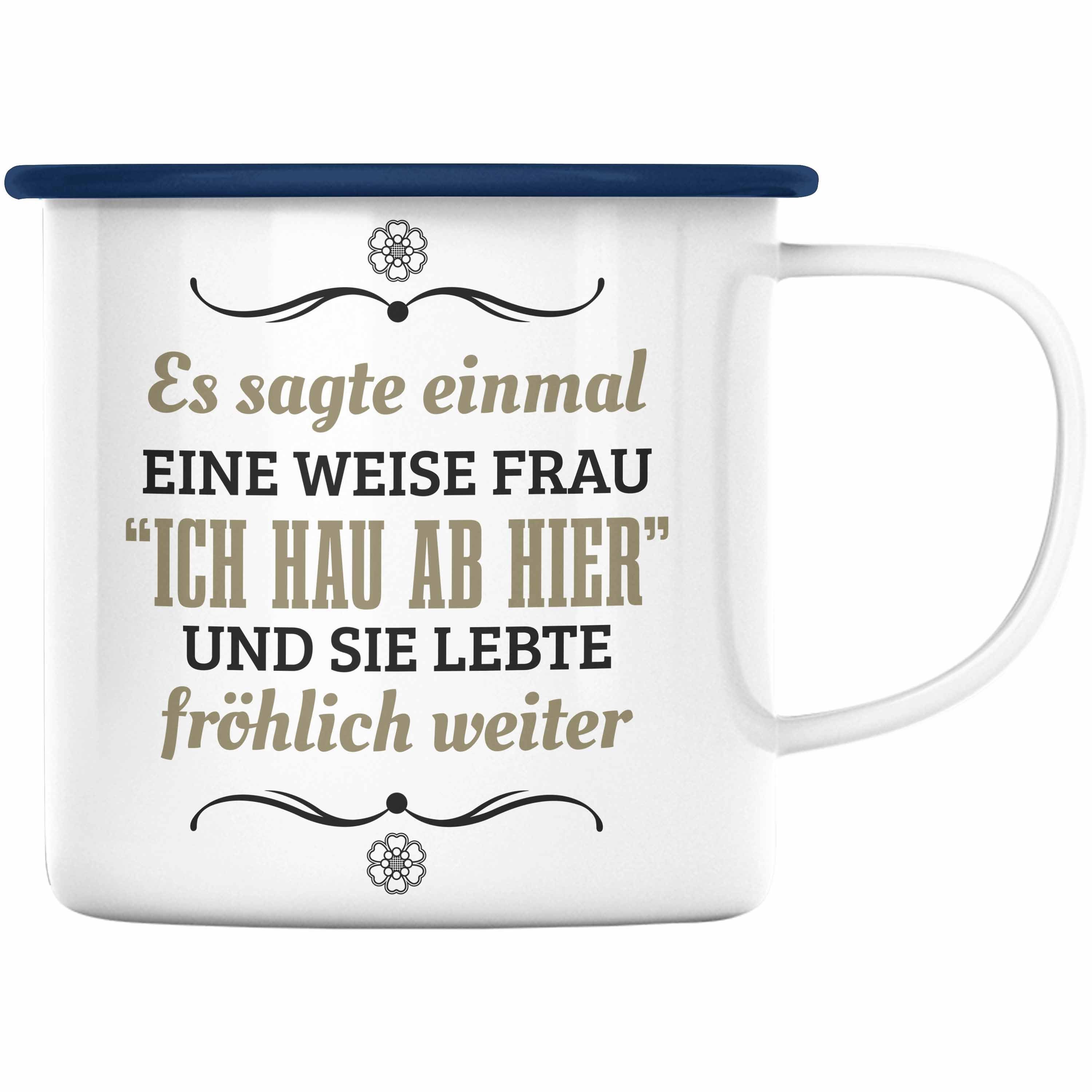 Trendation Thermotasse Trendation - Jobwechsel Emaille Tasse Geschenk Kollegin Kollege Lustig Abschiedsgeschenk Sprüche - Ich Hau Ab Hier Blau