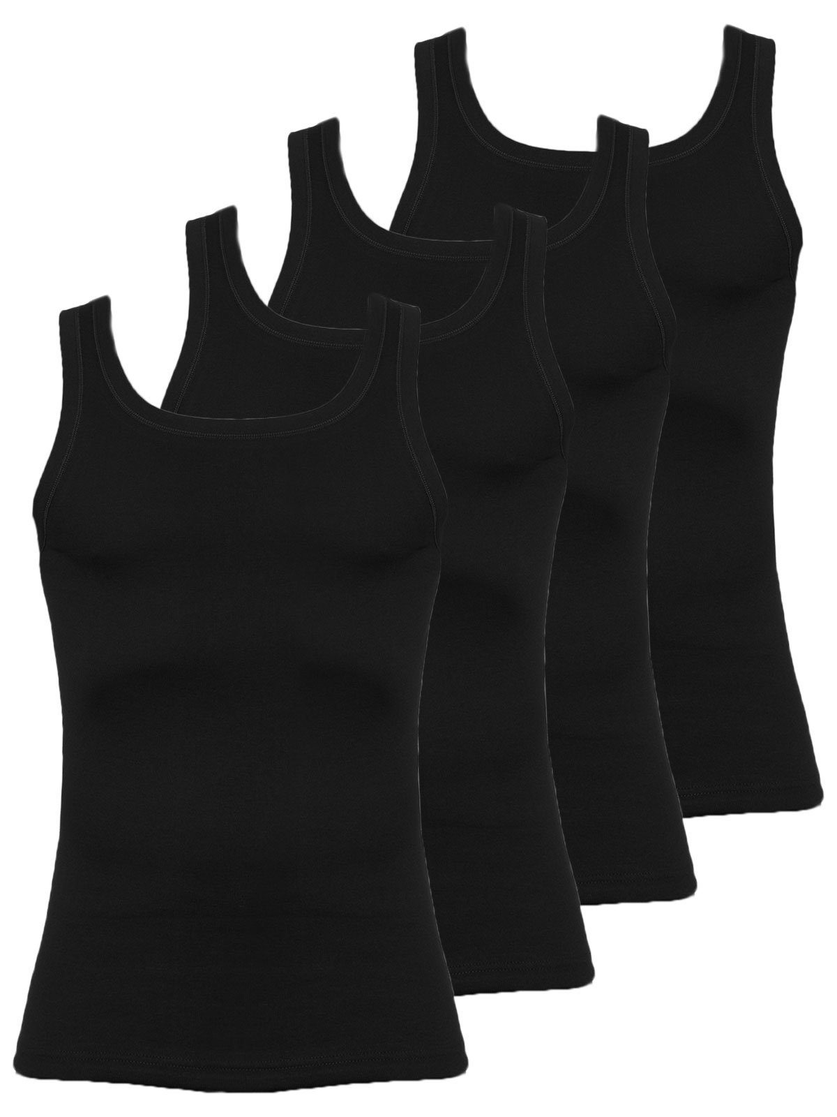 Markenqualität Sparpack KUMPF Achselhemd Feinripp hohe (Spar-Set, schwarz Herren 4er Unterhemd 4-St)