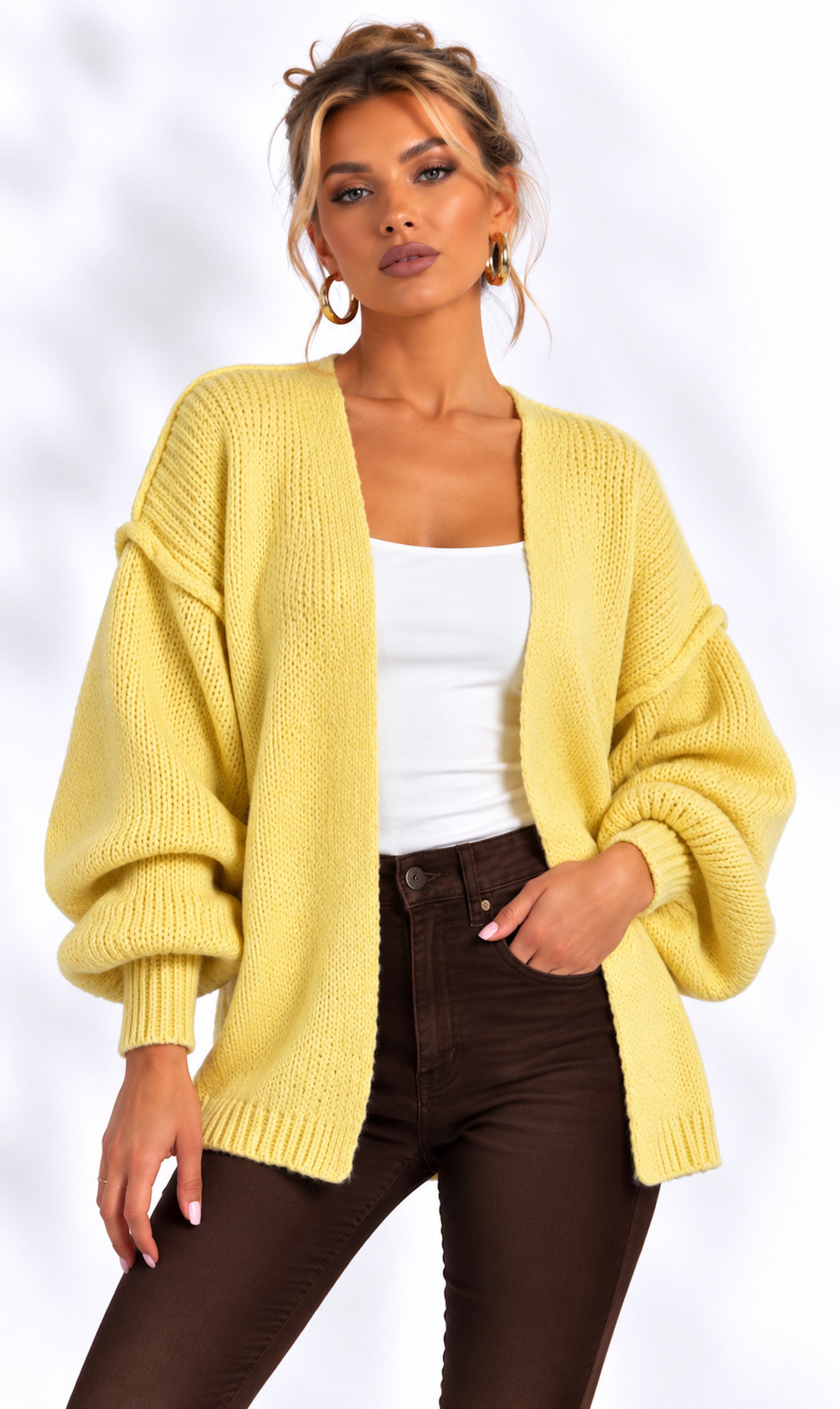Worldclassca Cardigan Worldclassca Strickjacke Cardigan Uni Open Front Pullover Lang Casual Neue Kollektion - Stilvolle und gemütliche Strickmode für Damen