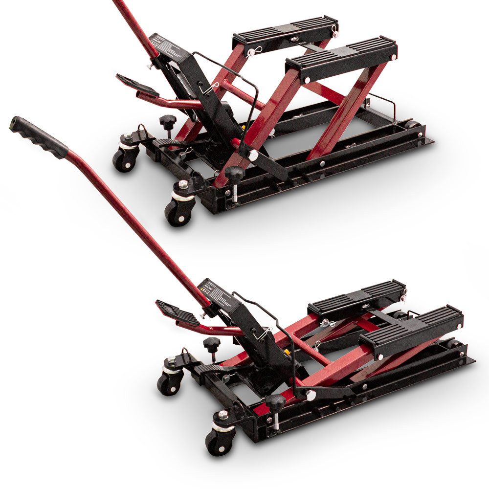 Bituxx Motorradheber hydraulisch 11,5-37,5cm bis 680kg Rot, max. Hubhöhe: 37.5 cm, MS-19734