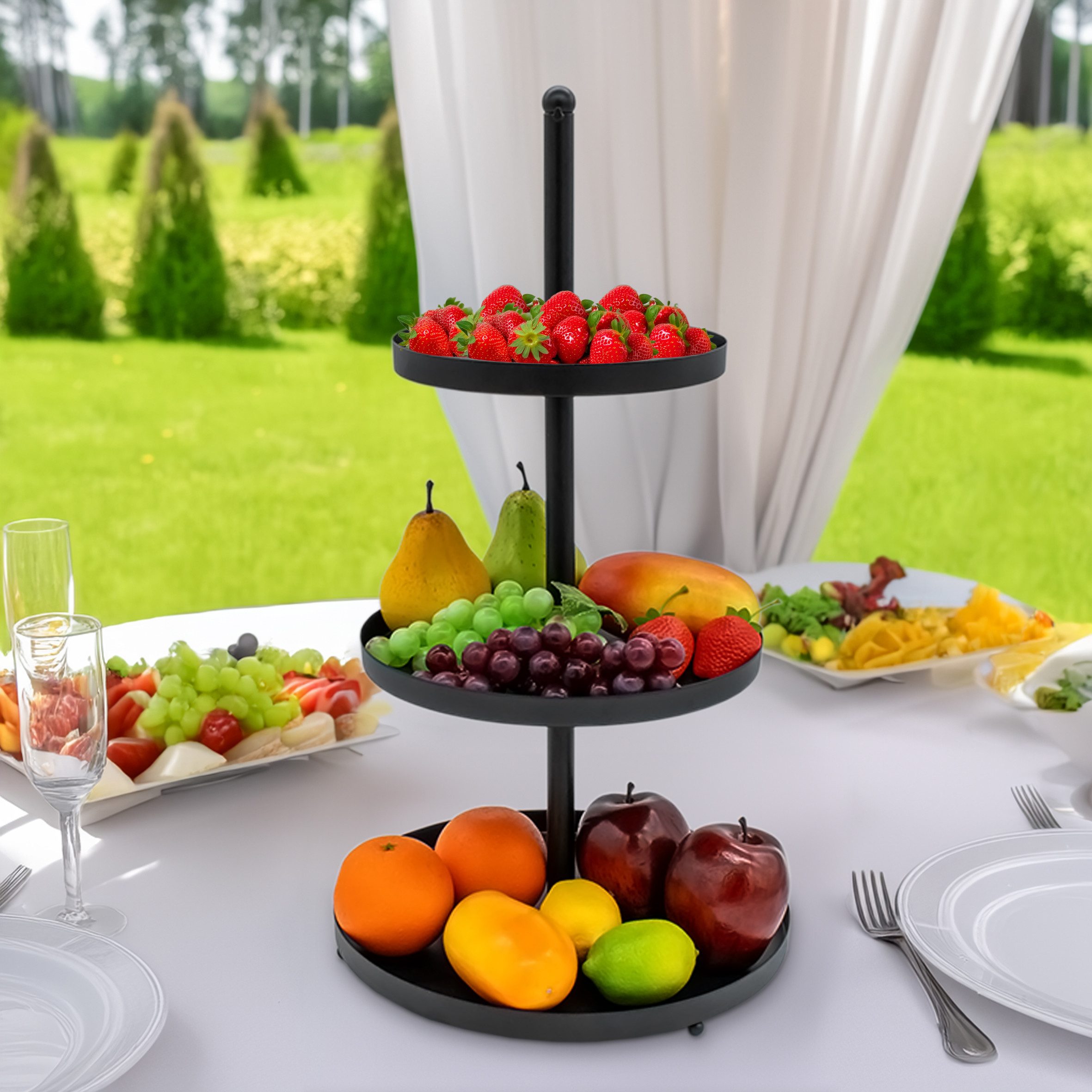 Spetebo Etagere aus Metall in schwarz mit 3 Ablagen, Metall, (Etagere, 1-tlg., mit 3 Ablagen), pflegeleicht – Bild 4 von 5