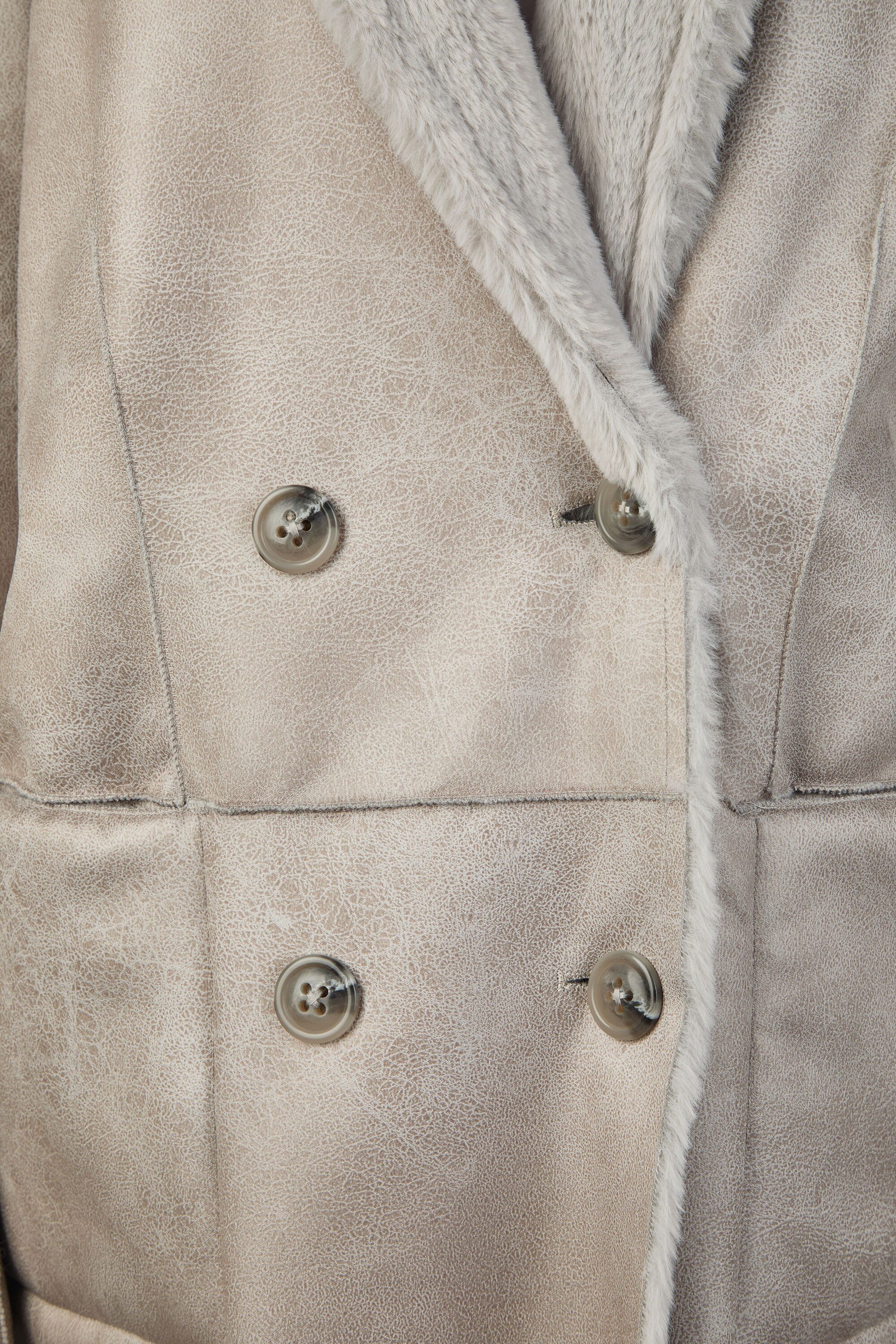 White Label Langmantel Wendemantel aus Polarskin-Imitat