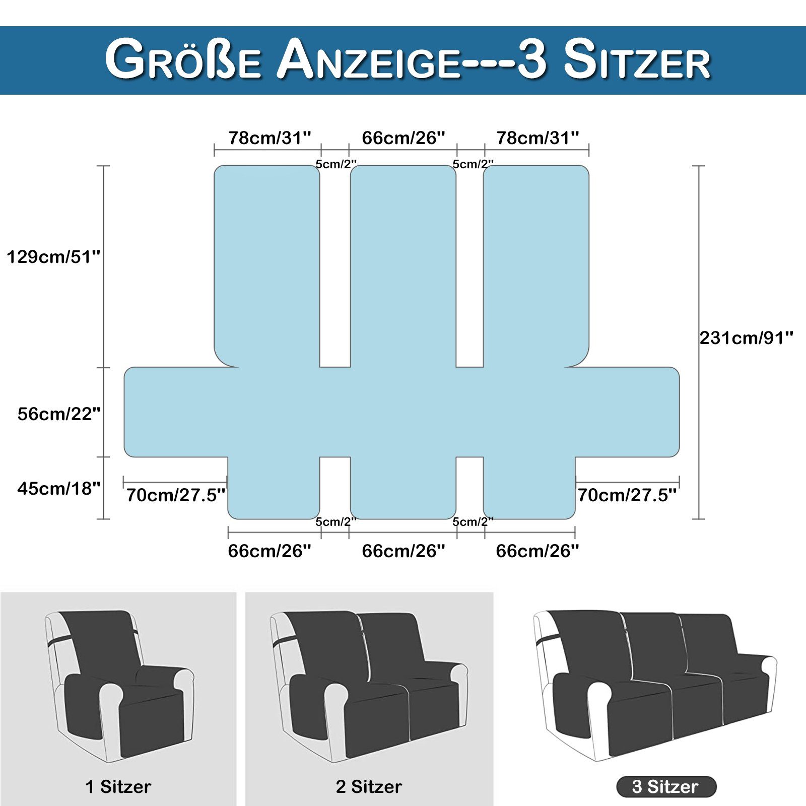 BTTO Sofahusse Sofabezug Sesselschoner Fernsehsessel 2-,3- Sitzer,Wasserdic günstig online kaufen
