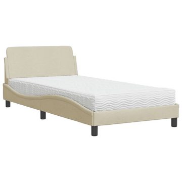 vidaXL Bett Bett mit Matratze Creme 100x200 cm Stoff