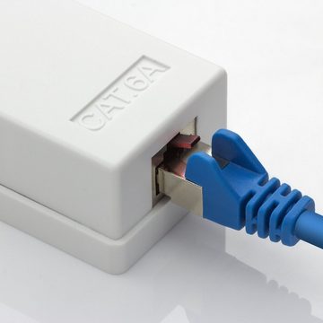 deleyCON deleyCON CAT 6a Netzwerkdose 1x RJ45 Buchse FTP geschirmt Aufputz 1 Netzwerk-Adapter