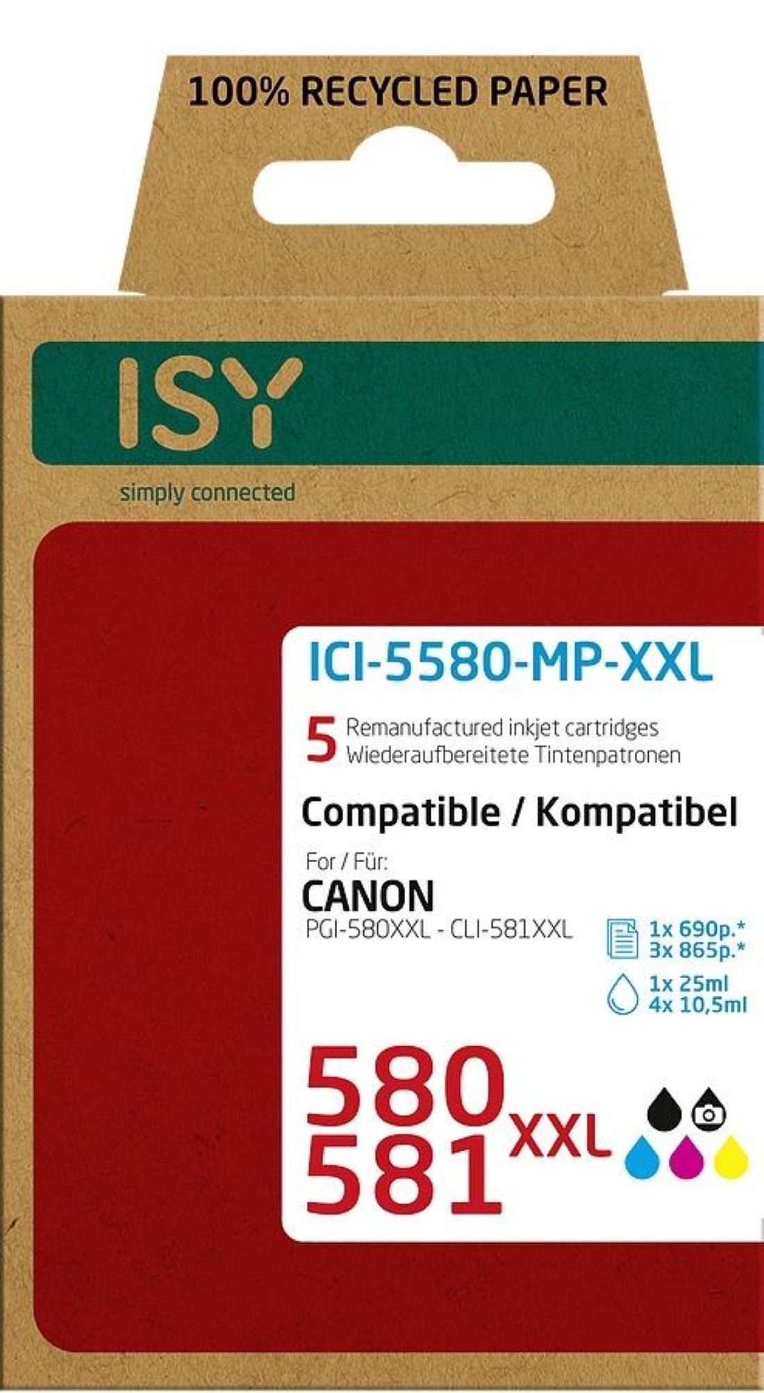 ISY Multipack 5 Canon + PGI-580XXL Nachfülltinte (x) CLI-581XXL