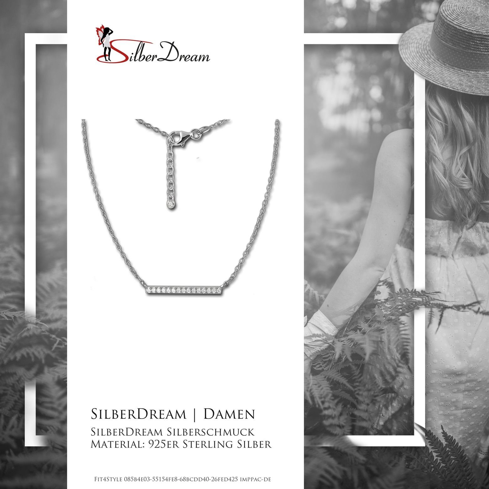 Silber, GSK4901WX 45cm, Schmuck, SilberDream Zirkonia ca. Sterling Halsketten Halskette Silberkette Farbe: (Glamour) silber SilberDream 925
