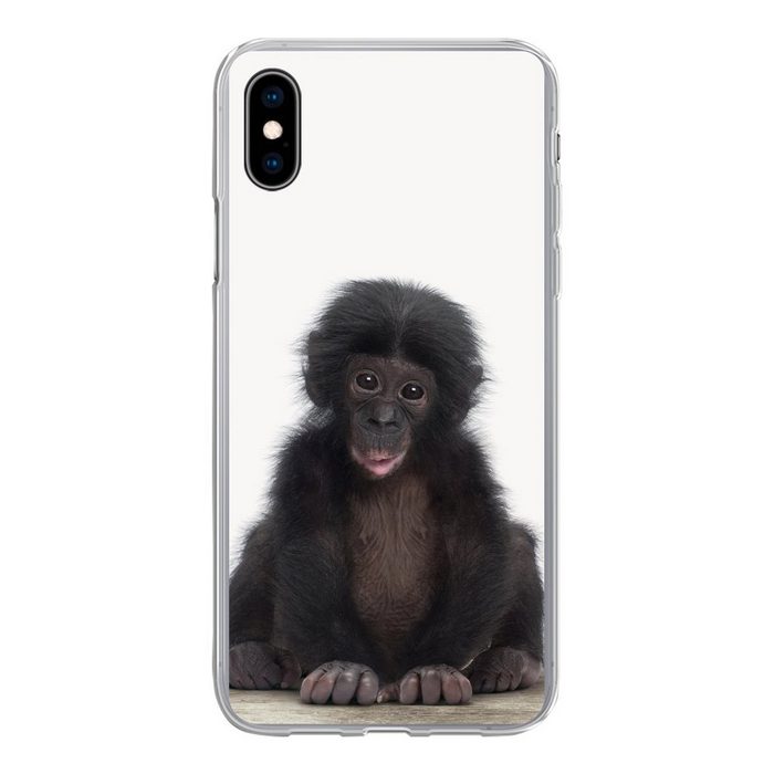 MuchoWow Handyhülle Kind - Affe - Schimpanse - Babytiere - Jungen - Mädchen Handyhülle Apple iPhone Xs Smartphone-Bumper Print Handy