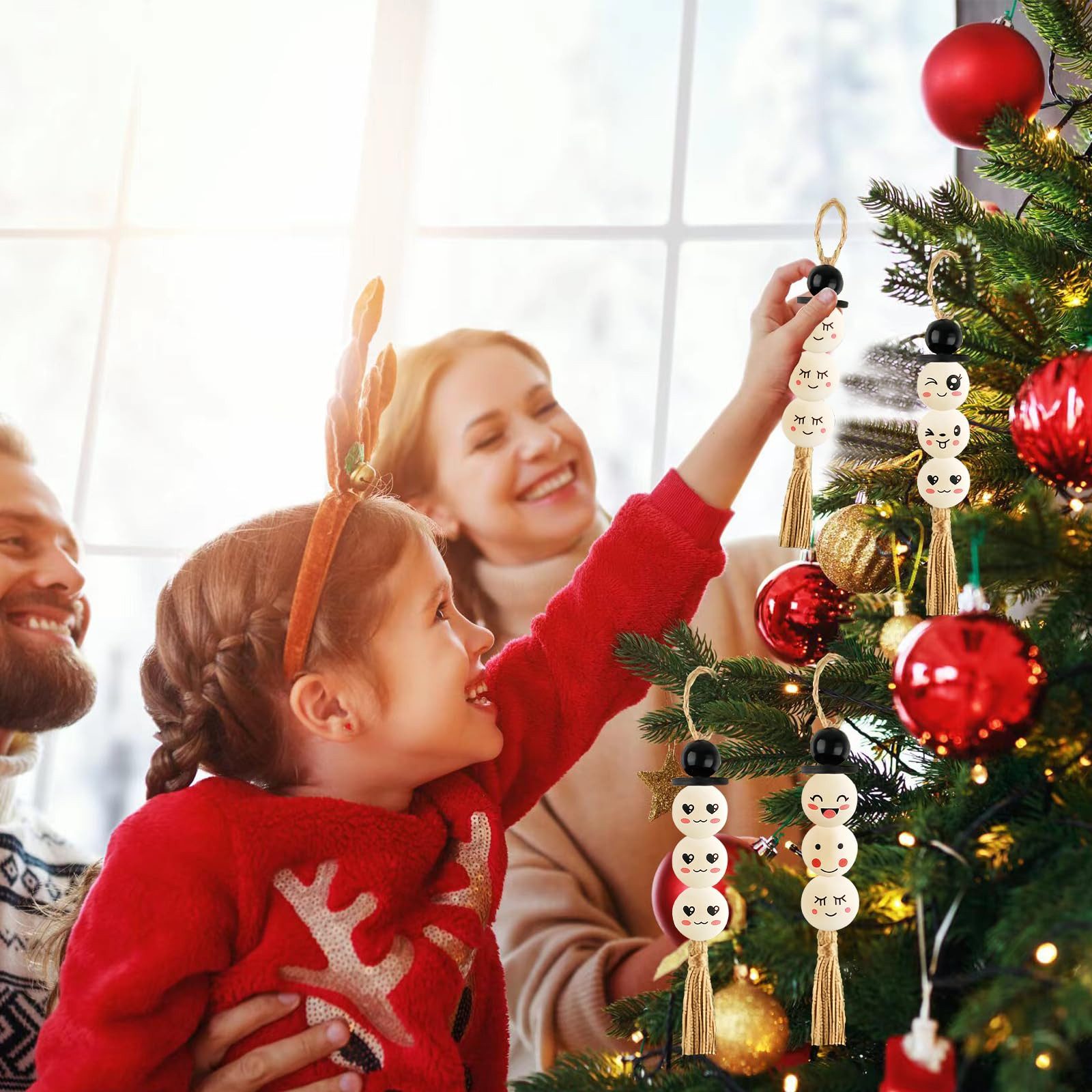 Bundviel Dekofigur 100 Stück Holzperlen mit rundem Gesicht zum Basteln 20mm günstig online kaufen