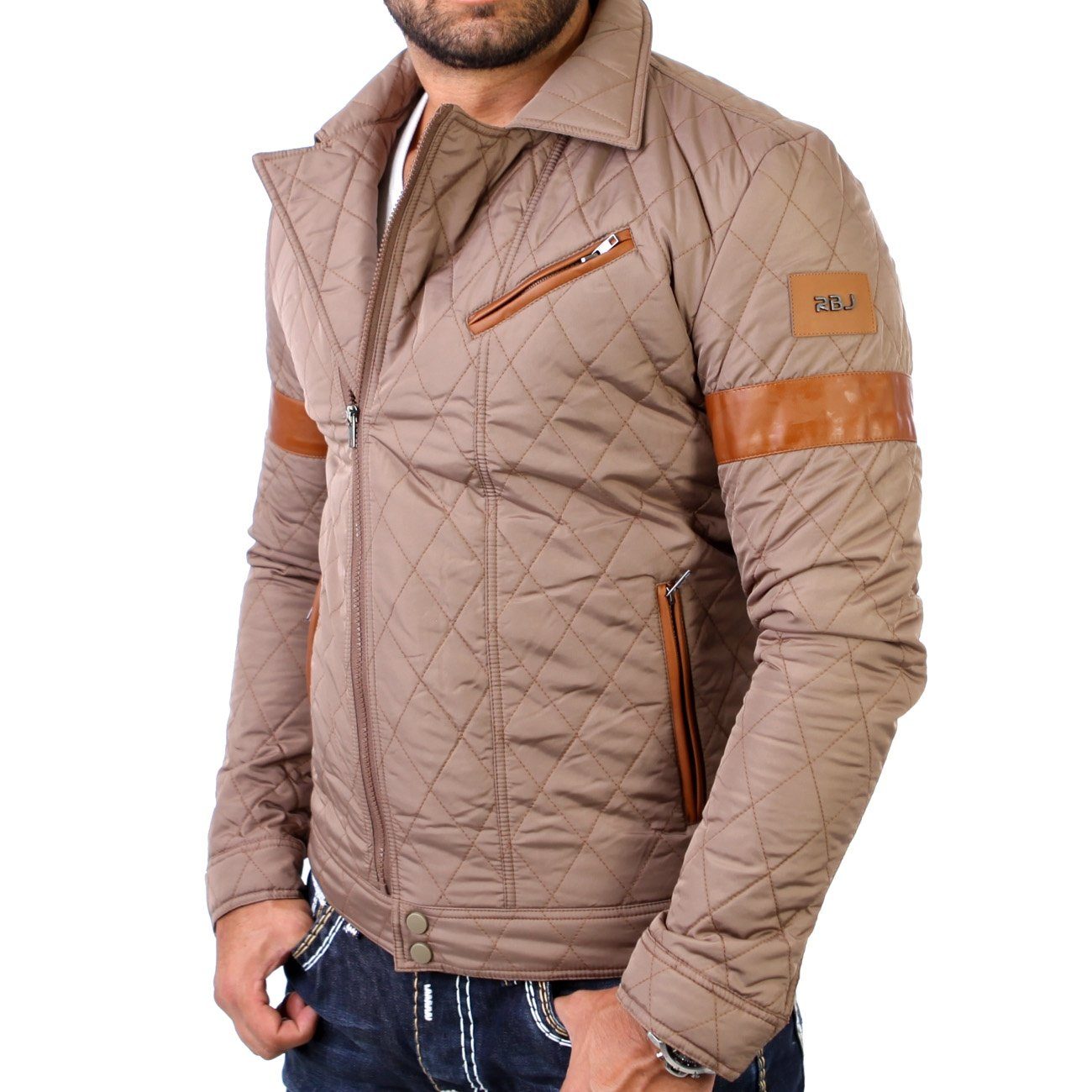 RedBridge Winterjacke Redbridge R-31471 Steppjacke Jacke mit Zipper & Patches Braun gesteppte Jacke