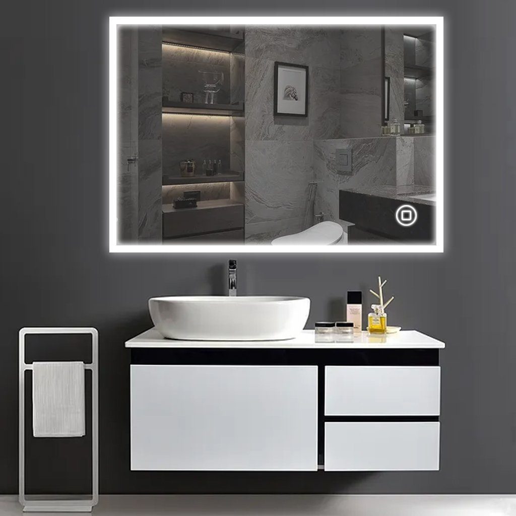 Dripex Badspiegel Wandspiegel mit LED-Beleuchtung Spiegel mit Touchschalter