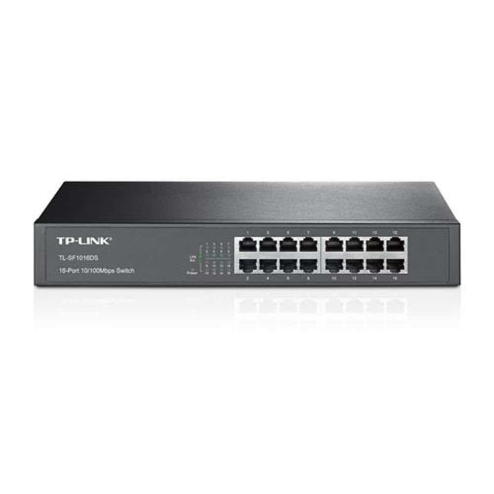 tp-link TL-SF1016DS Netzwerk-Switch (16 10/100M-RJ45-Ports, 13 Zoll Stahlgehäuse)