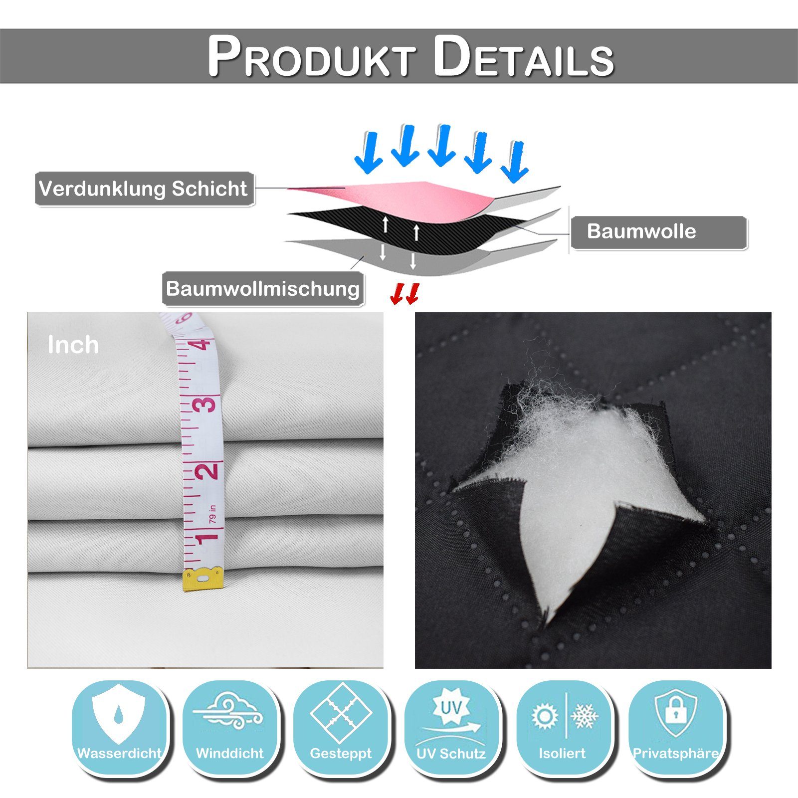 Jibenhome Vorhang Schlafzimmer Vorhänge Blickdicht, Thermogardinen Kältesch günstig online kaufen